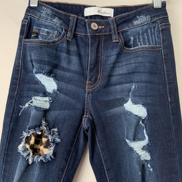 KanCan Skinny Jeans Animal Print Patch Distressed Blue 25 - Picture 10 of 10
